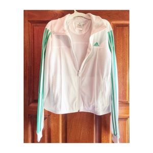 EUC WHITE MESH ADIDAS TRACK JACKET LARGE